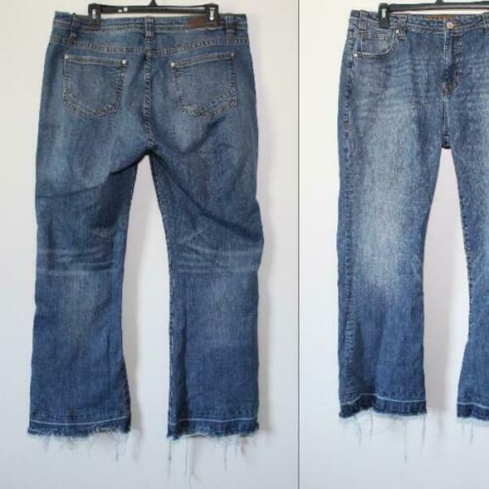Rock & Roll Cowgirl High Rise Trouser Jeans Raw Hem Women's 36 x 32 H12958 - Picture 11 of 12